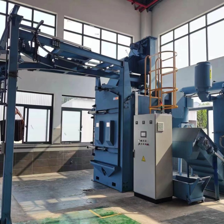 打砂除銹機設備_懸鏈除銹砂機打磨視頻_懸鏈打砂除銹機